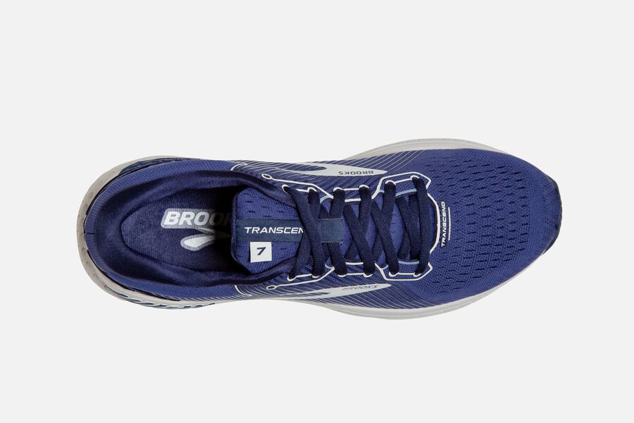 Brooks Running Shoes Mens Navy/Silver - Transcend 7 Road - 0518-PVRQJ